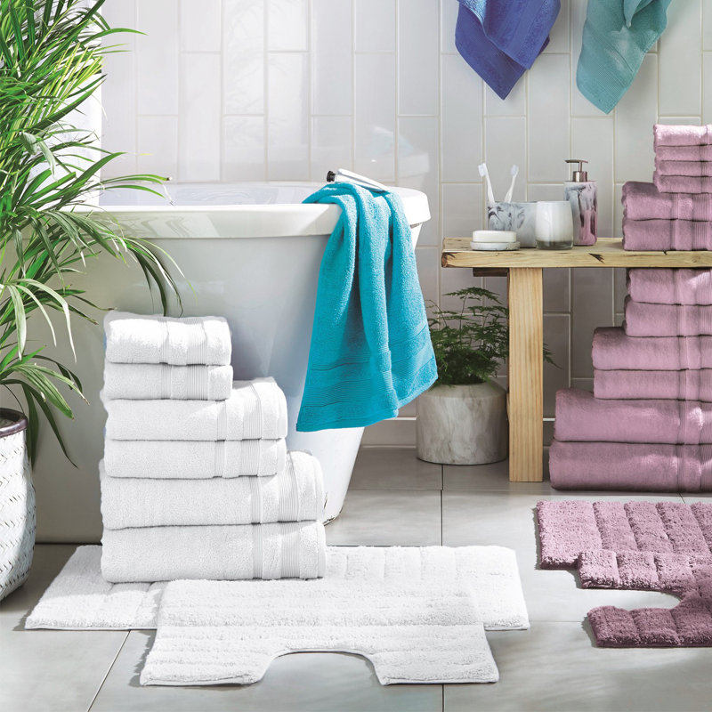 Quick Dry Luxury Standard Cotton Bath Towels Set, White