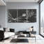 Ensemble de 3 tableaux sur toile à motifs géométriques abstraits-1054989394
