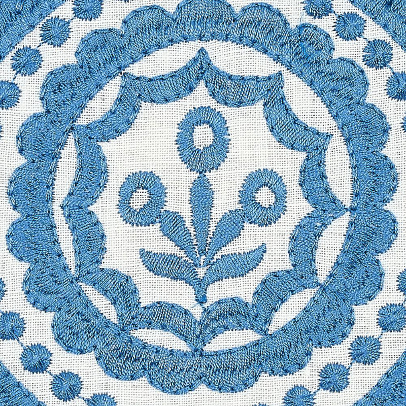 Tissu de broderie en lin Olana, Bleu