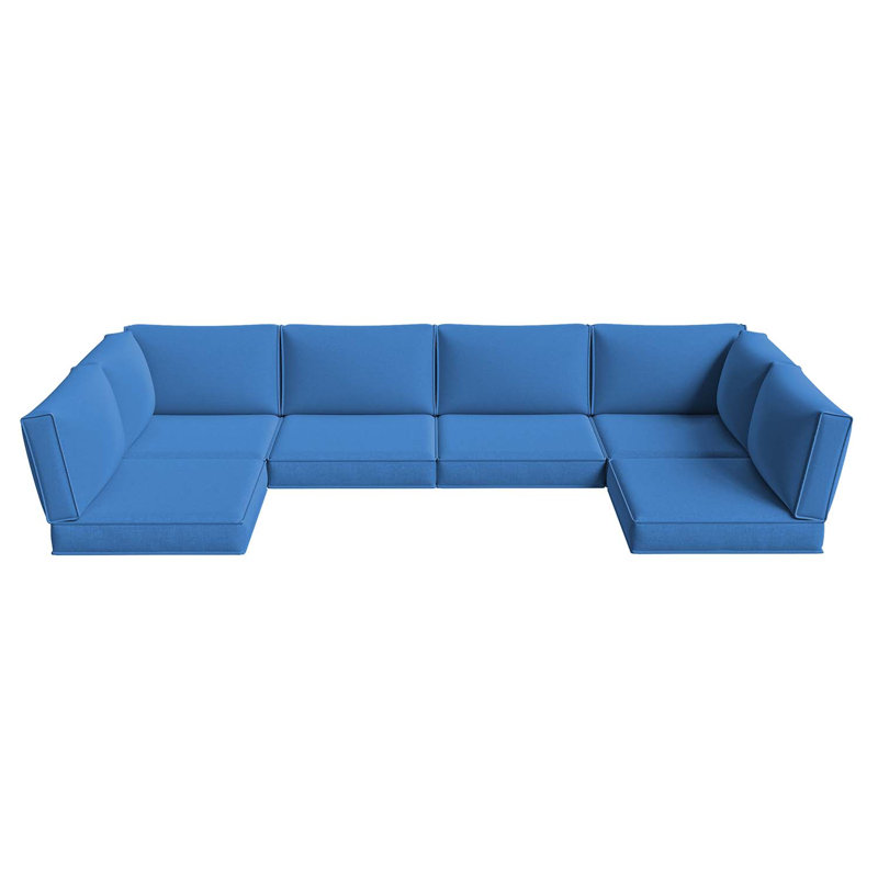 14-pcs 4" Thick Patio Cushion Covers – Water-resistant Replacements For 6-seat Sectional Sofa, Navy