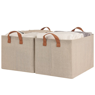 Fabric Storage Bins with Handles, Foldable Bins for Shelves, Closet, Dorm