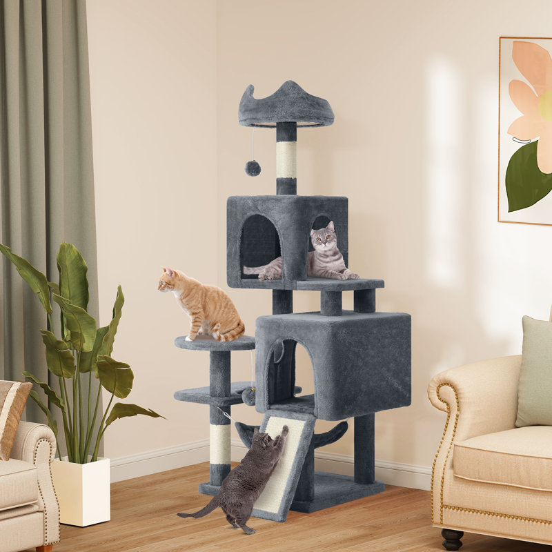Cat Tree With Scratching Post, Dark Grey