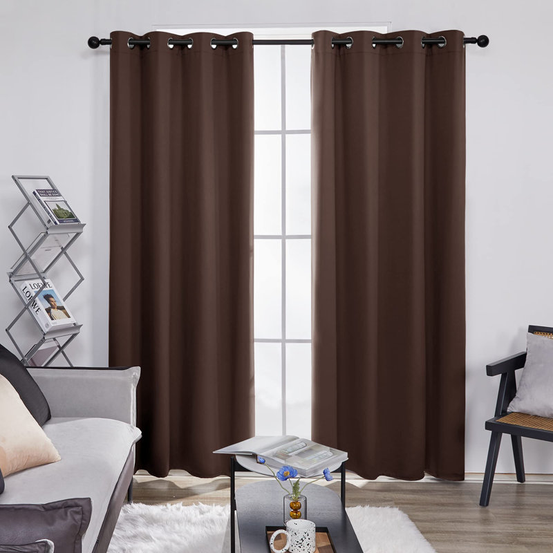 Thermal Insulated Room Darkening Grommet Curtain Panels (Set of 4), Chocolate, 52" W x 72" L