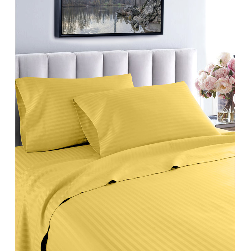 Egyptian Cotton Solid Colour Sheet Set, Gold, Full Sheet Set with 2 Pillowcases