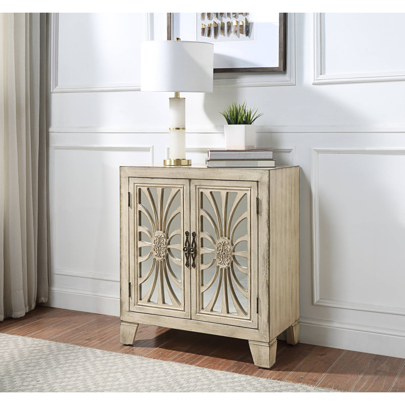 Console antique avec portes en miroir