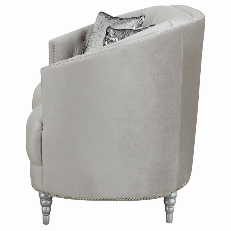 Ensemble de salon 2 pièces Giralt, 100 % polyester gris, Argent