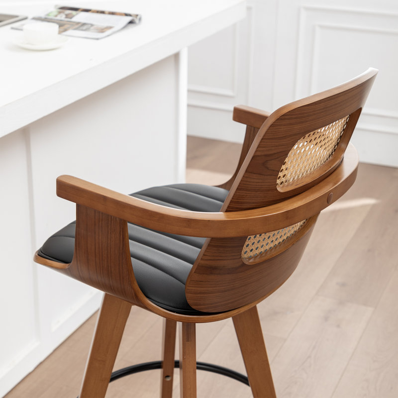 Swivel Upholstered Counter Stool, Black, Bar Stool (76.2cm Seat Height)