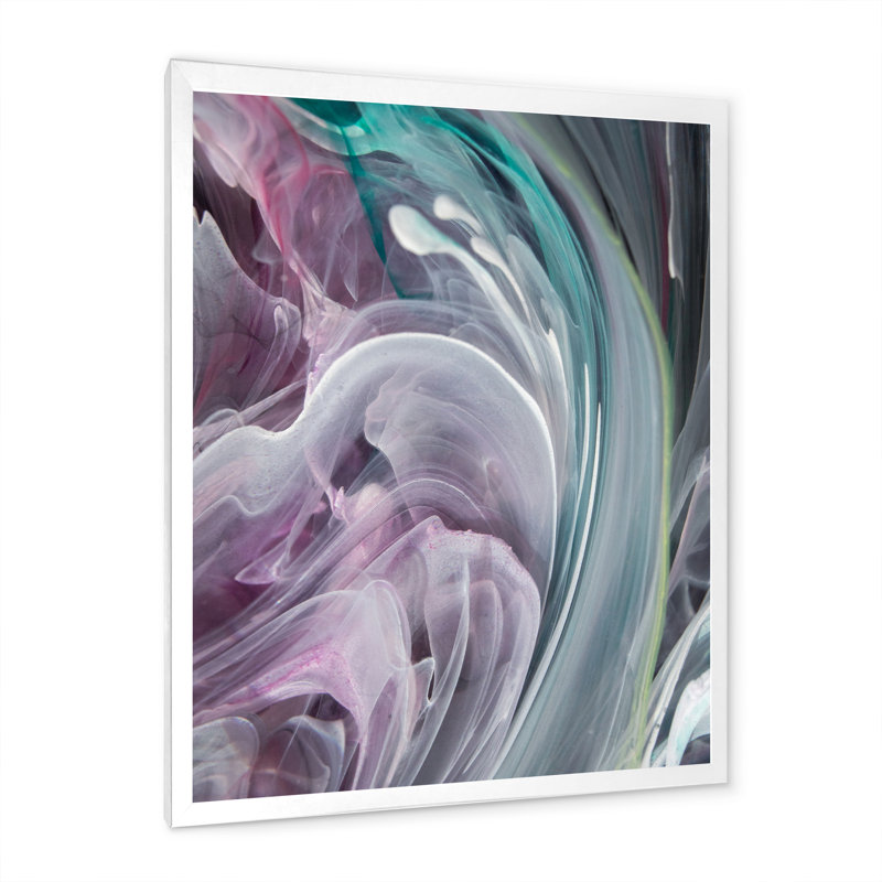 Turquoise et mauve liquide Flow Art IV - reproduction d'art moderne sur toile, H 24 po x l 36 po x P 1 po