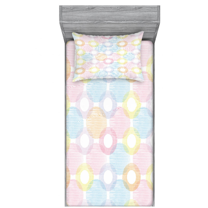 Microfiber Geometric Sheet Set, Twin Sheet Set with Fitted Sheet