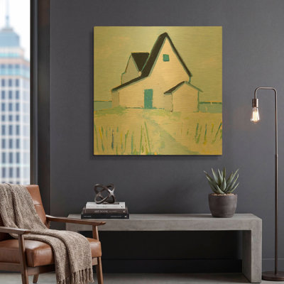 'Cottage' By Phyllis Adams Gold Metal Wall Art, 36" x 36"
