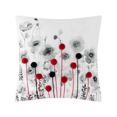 Housse de coussin décoratif 18 x 18 pouces, motif floral 3D