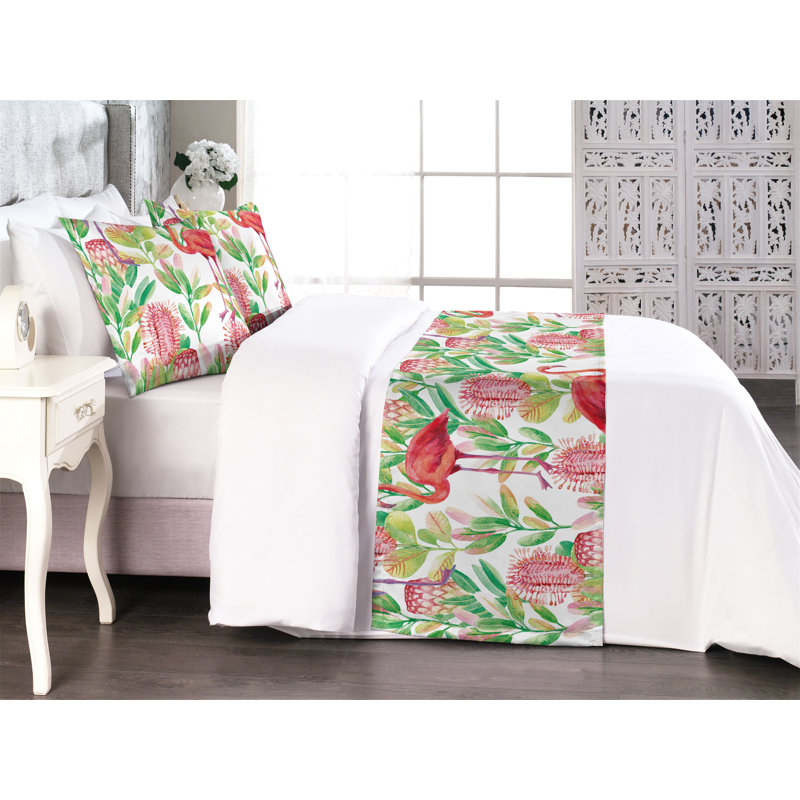 Ensemble de chemin de lit Ambesonne Tropical Flamingo Exotics, Très grand lit