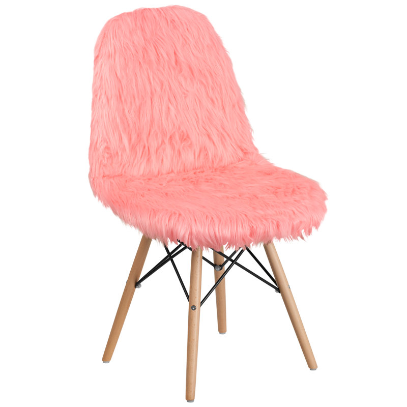 Ibhidh Shaggy Dog Accent Chair - Dorm Chair, Pink