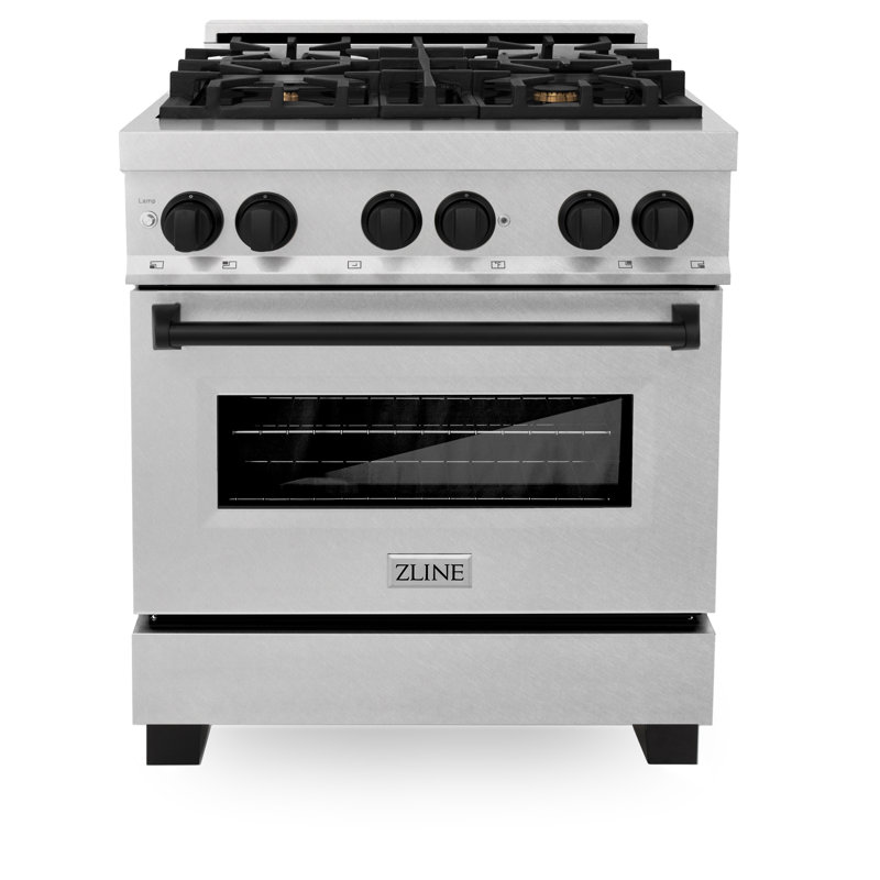 ZLINE Autograph Edition 30 in. 4.0 cu. ft. Legacy Dual Fuel Range with 4 Burner Gas Cooktop and Electric Convection Oven in Satin Stainless Steel