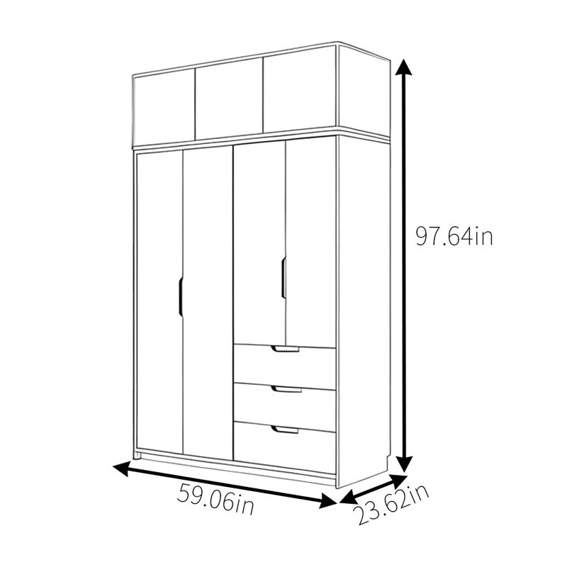 Garde-robe moderne, simple et classique, H 97,64 po x l 59,06 po x P 23,62 po