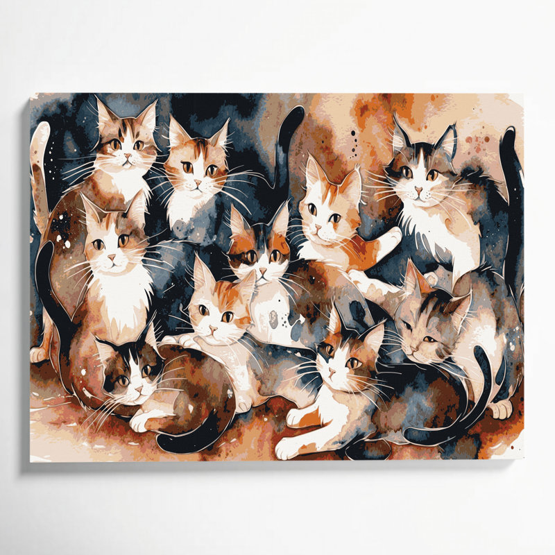 «Cats Puspin», art mural sur toile, H 24 po x l 36 po
