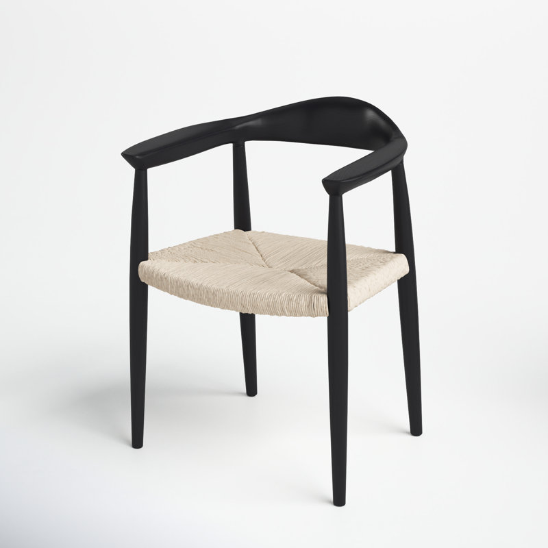 Arlo 17.32'' H Leather Upholstered Armchair, Black