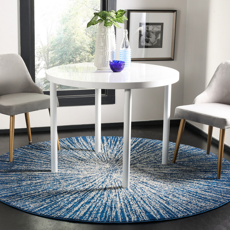 Tapis bleu marine / ivoire Faustina, Rond 9 pi