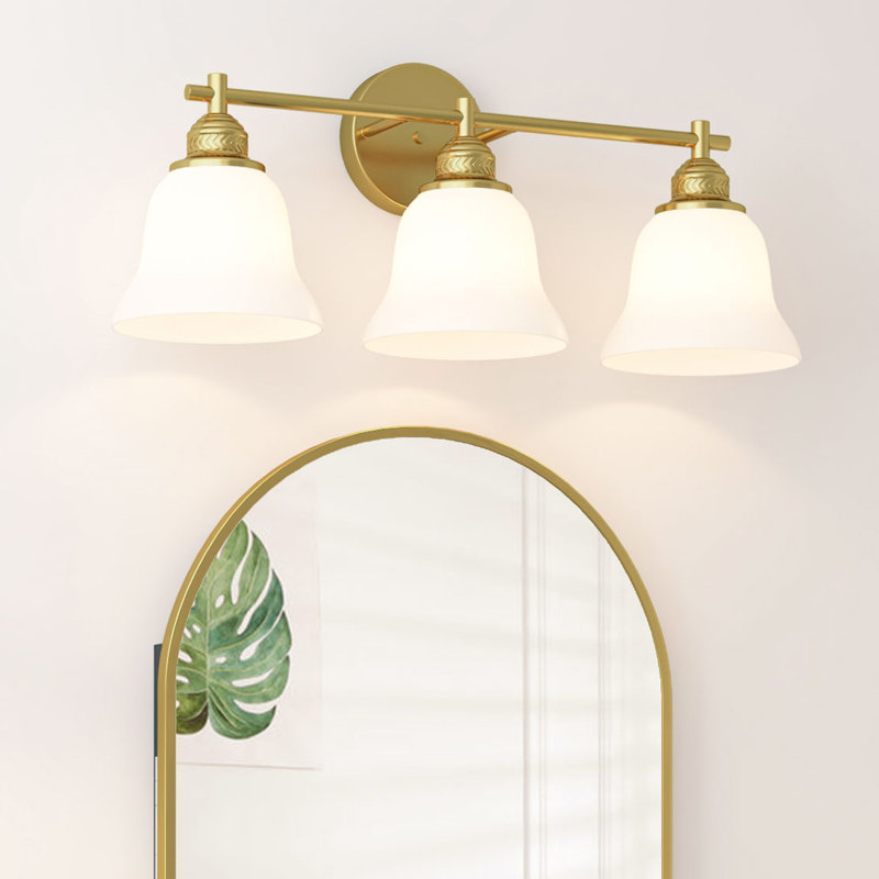 Bathroom Vanity Lights With With Frosted Glass Shades, 3 Lights