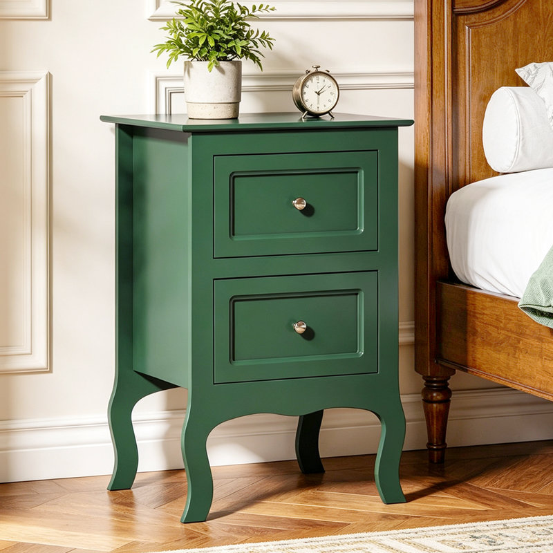 Armoire de rangement 2 tiroirs Authement (ensemble de 2), Ensemble de 2, Vert profond