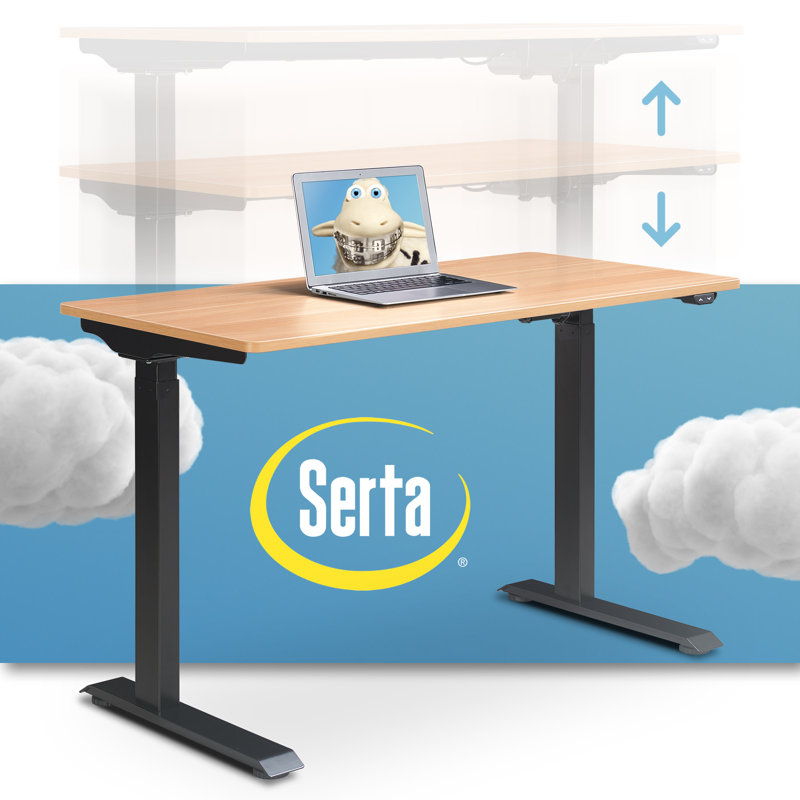 Serta Creativity Electric Height Adjustable Standing Desk, Light Brown