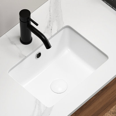 Undermount Bathroom Sink 16 Inch Rectangle, Low Absorption, Withstand Acid And Alkali, 18.9 In Package Depth American Style Wash Basin Sink, White Porcelain Undermount, Temperature - Stable, 11.37 Lb