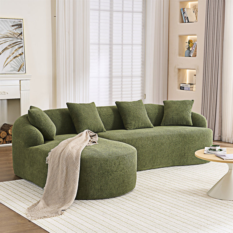 Canapé modulaire incurvé en L, Vert antique / vert