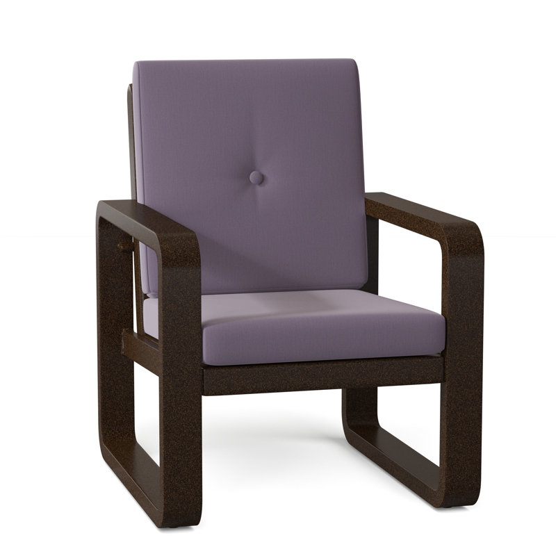Vale Outdoor Dining Armchair, Chestnut Brown, Pique Gravel Sunbrella®