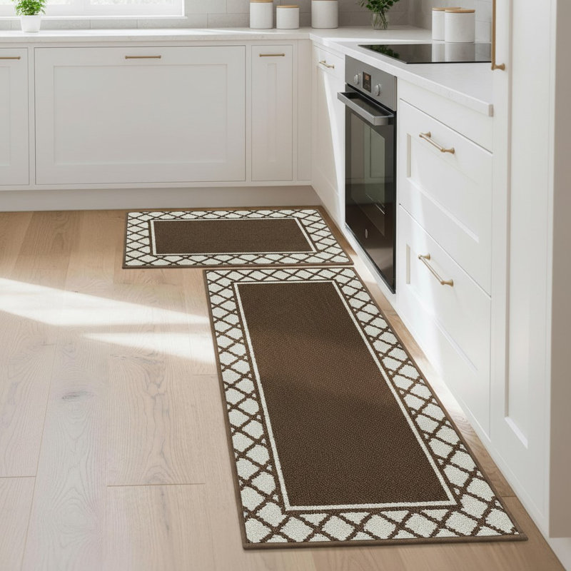 Geometric Anti-Fatigue Non-Skid Kitchen Mat, Brown