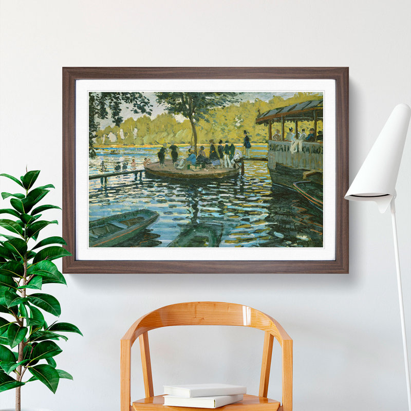Bain a La Grenouillere by Claude Monet - Picture Frame Painting, 27cm H x 36cm W x 2cm D, Walnut Framed