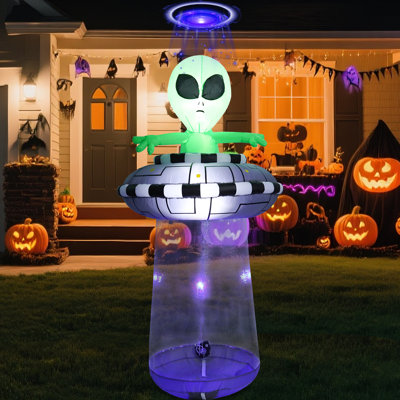 Décoration gonflable d'extérieur de 6,2 pi d'Halloween, décor extraterrestre et ovni: accessoire de jardin avec lumières à DEL, pour intérieur / extérieur, jardin, cour, maison