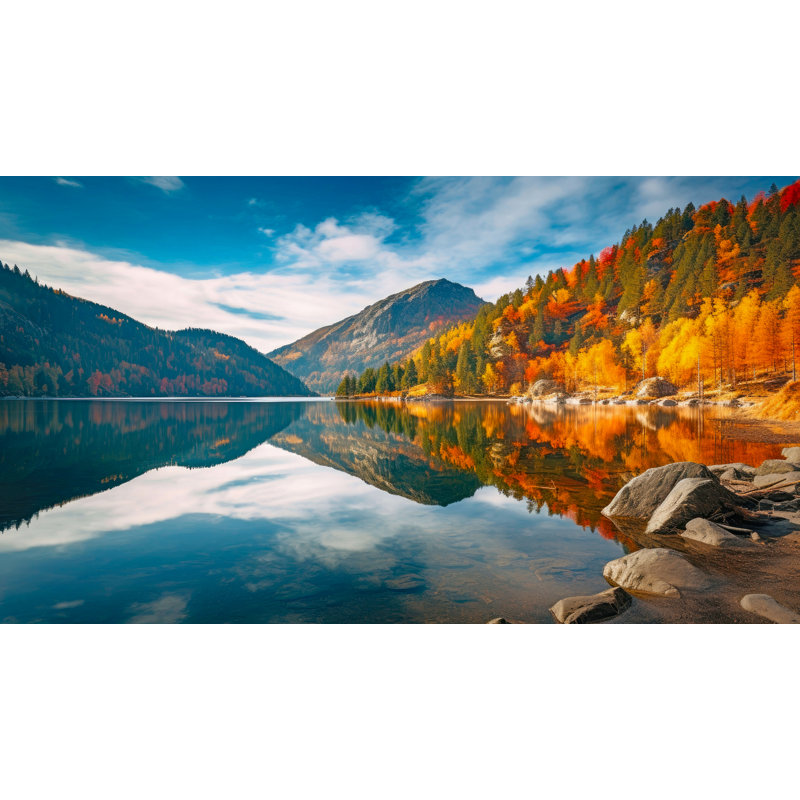 «Autumn Mirror Peak», art mural sur toile tendue, H 20 po x l 36 po