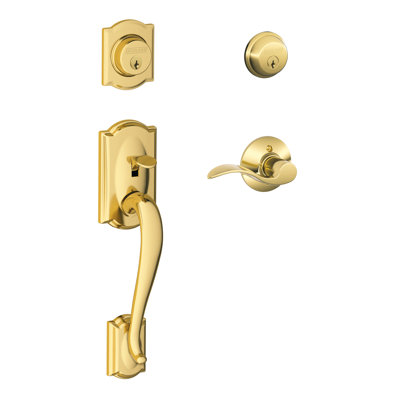 Camelot Handleset with Double Cylinder Deadbolt and Door Knob and Rosette