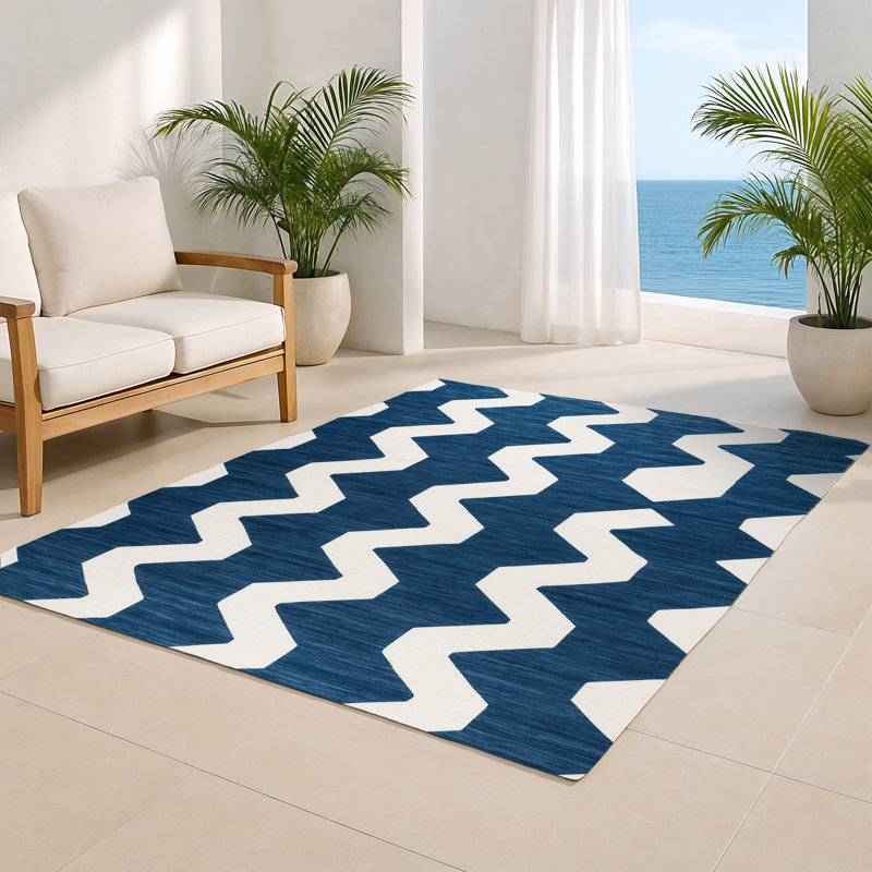 Tapis d'intérieur et d'extérieur à carreaux bleu, Rectangulaire 2 pi x 3 pi