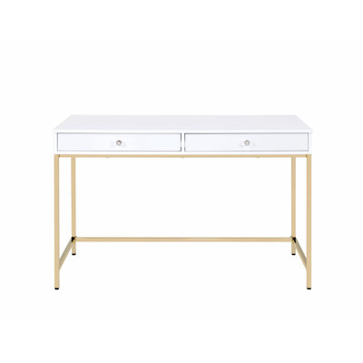 Writing Desk With Metal Leg And 2 Storage Drawers