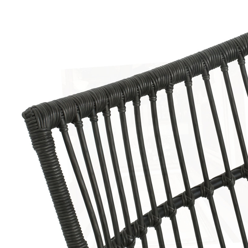 WICKER HIGH-BACK CHAIR, Dark Gray Cushion/Black Frame