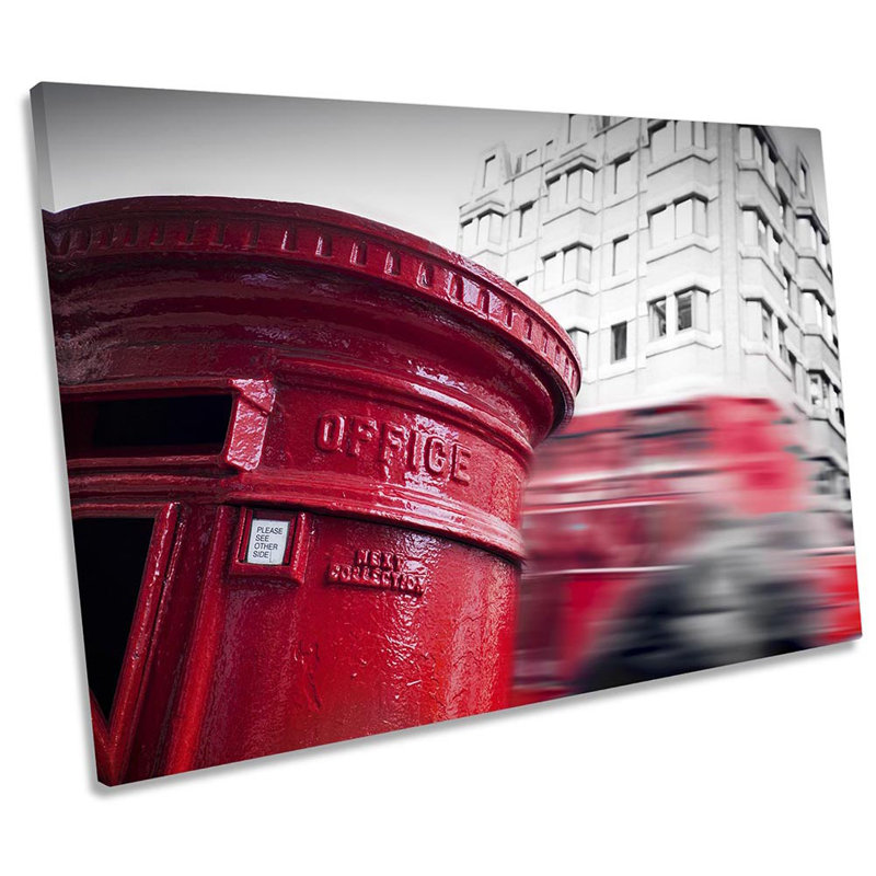 Iconic London Letterbox - Wrapped Canvas Print, 40.6cm H x 61cm W x 2cm D