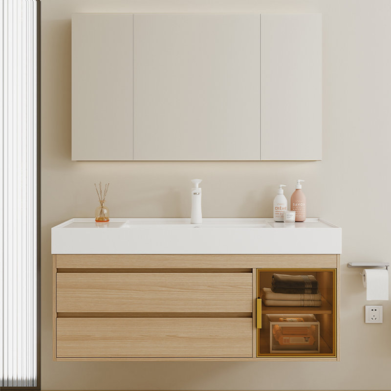 Armoire de salle de bain simple en bois rond