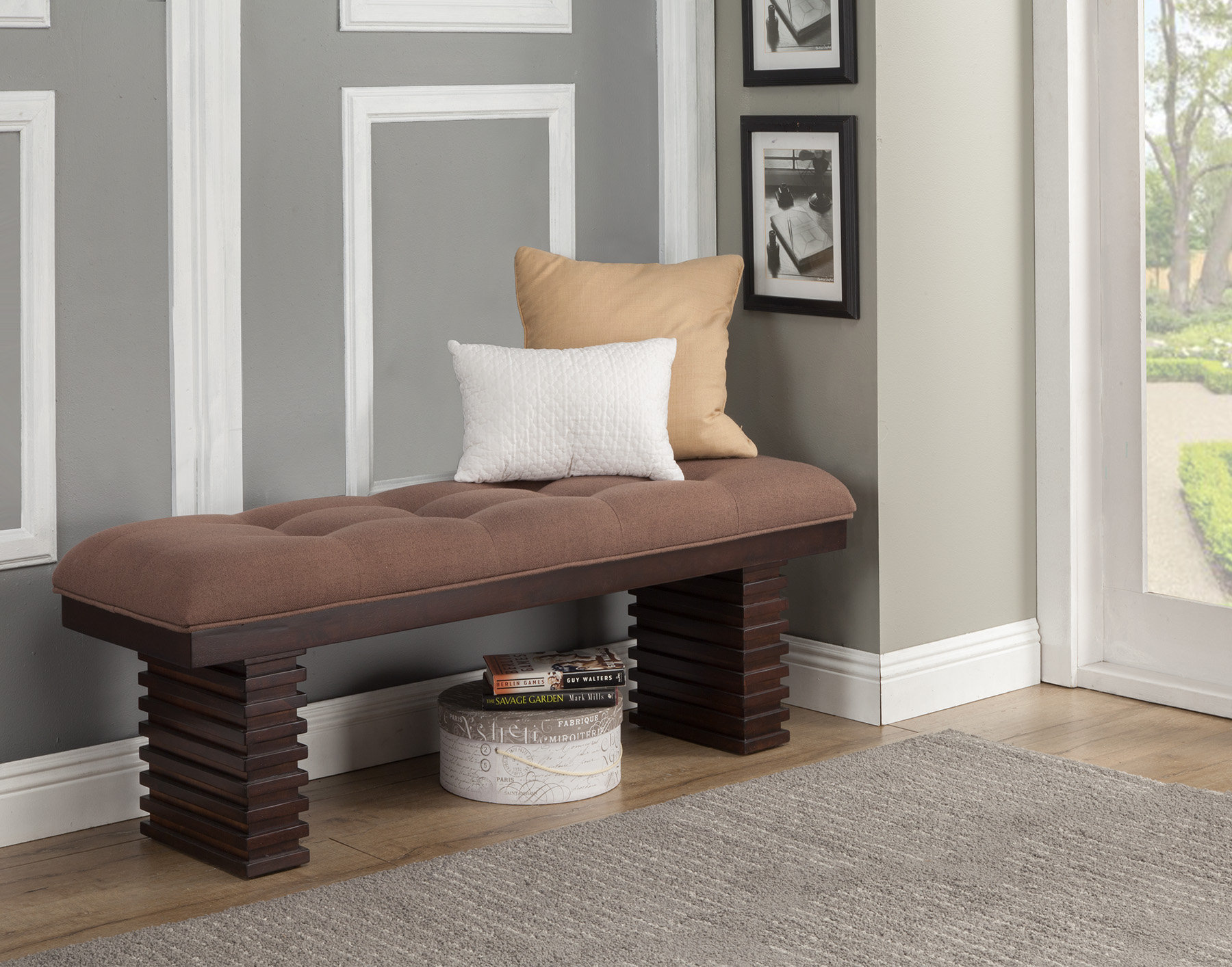 Red Barrel Studio® Gagetown Upholstered Dining Bench, Dark Espresso ...