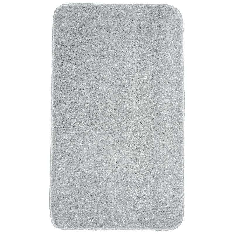 Tapis pour salle de bain en nylon Monarrez avec envers antidérapant, Argenté, Simple - L 34 po x l 20 po