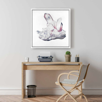 Modern White Framed Clear Quartz Crystal Canvas  Home Decor
