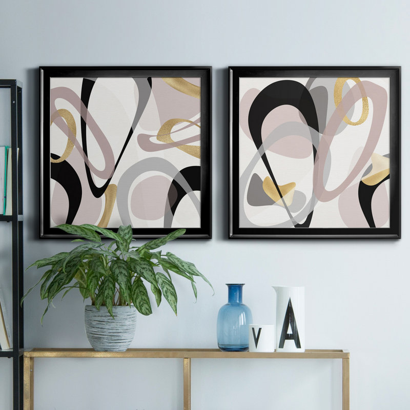 «Rumble Golden I», ensemble de 2 impressions sur toile encadrées, H 34,5 po x l 69 po x P 1,5 po, Noir