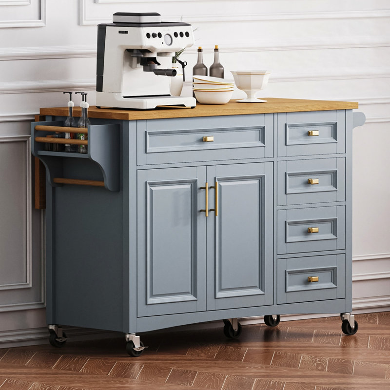 Îlot de cuisine 52 "avec abattant, Gris te bleu