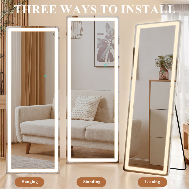 Dimmable LED Full Length Mirror with Aluminum Alloy Frame , 71" x 26"