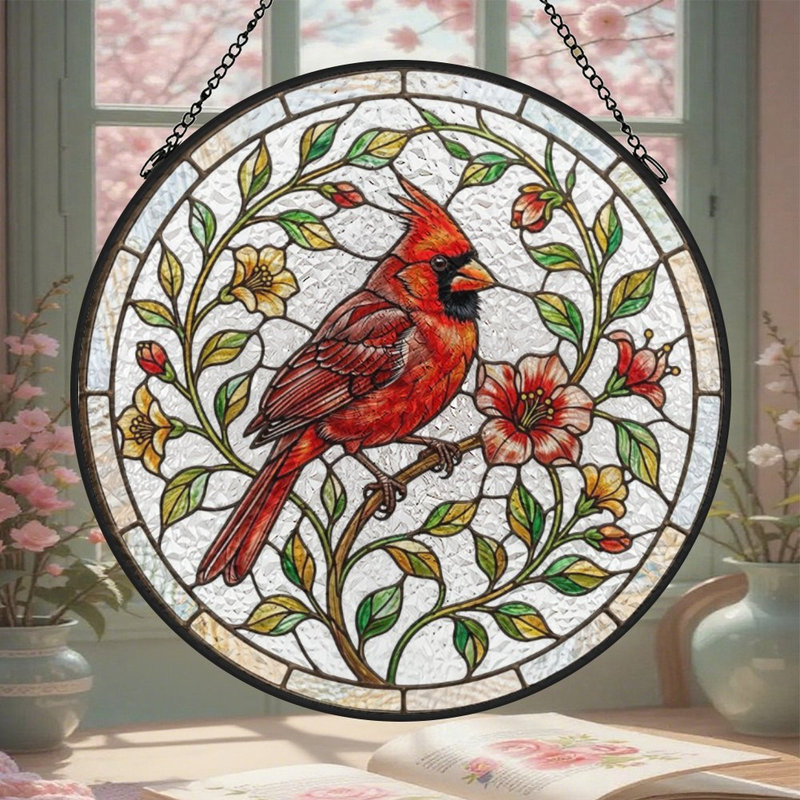 Panneau de vitrail rouge (2) vitrail pour fenêtre, 9,8 x 9,8 po (25 x 25 cm)