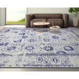 Oriental Area Rug in Silver