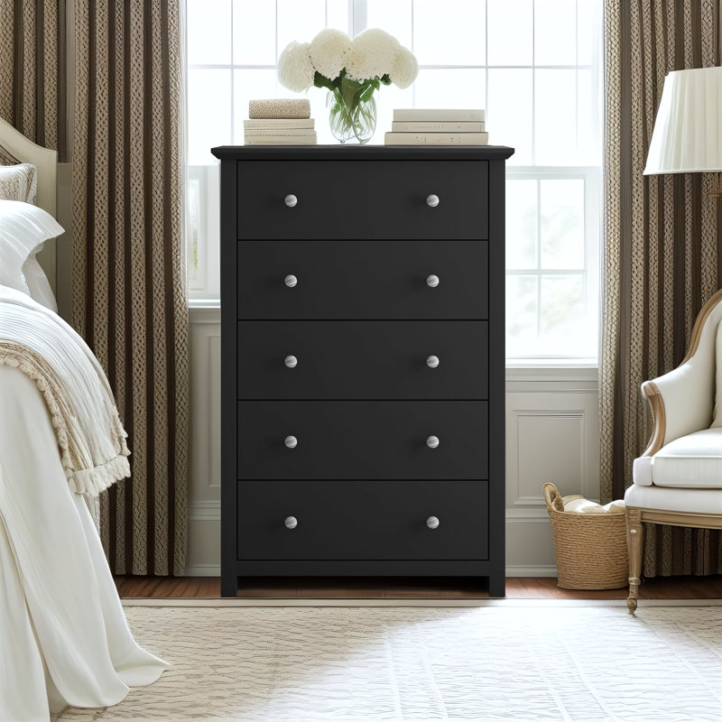 Commode 5 tiroirs Tevrat, Noir