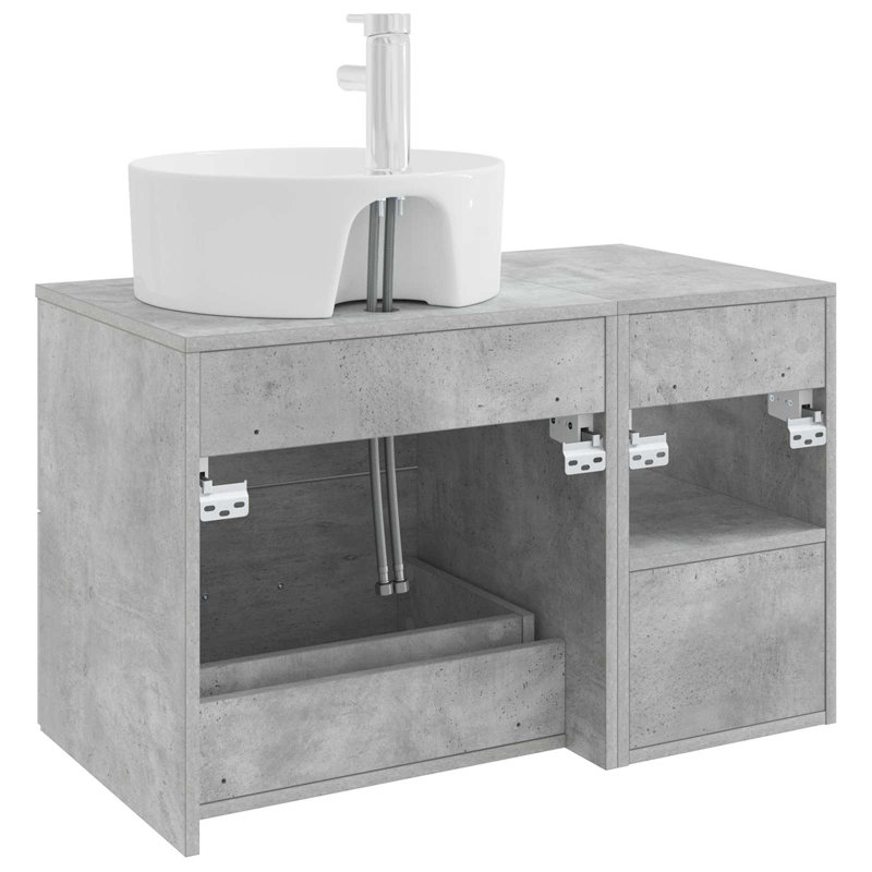 Vanity & Mirror Set, Concrete Grey