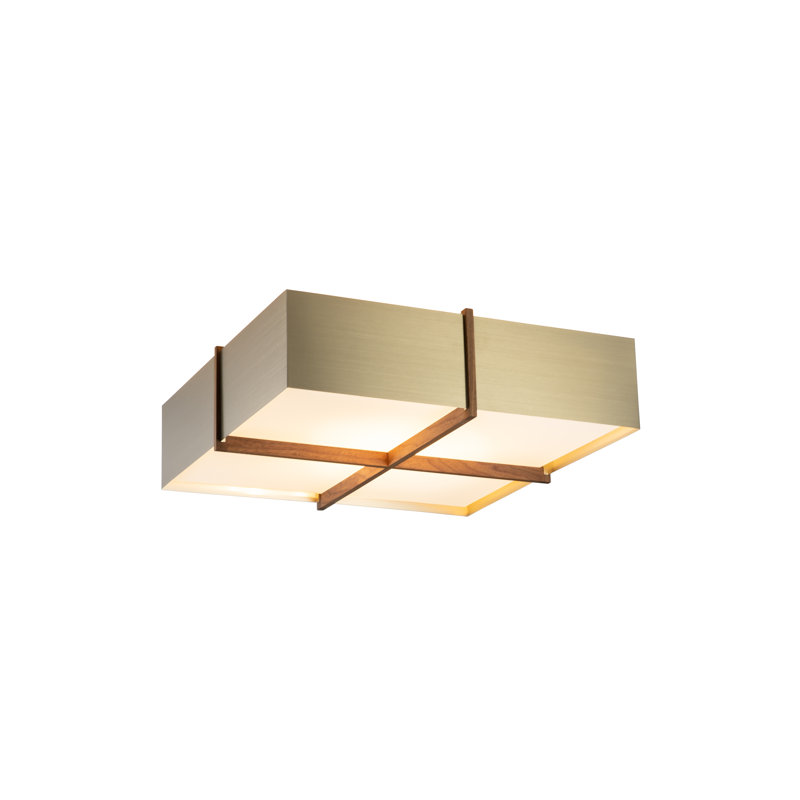 Plafonnier à DEL Veram 2700K, Blanc brillant, Noyer, H 6,4 po x l 24 po x P 24 po