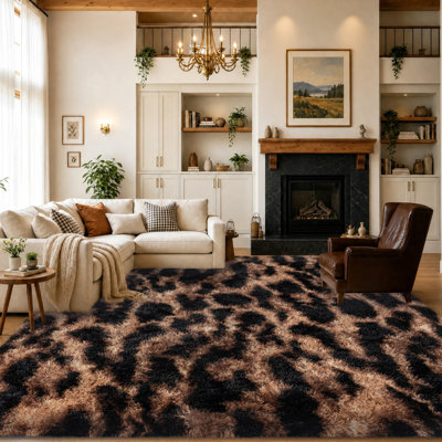 Leopard Area Rug for Living Room, 6x9 Fluffy Carpet for Bedroom Nursery